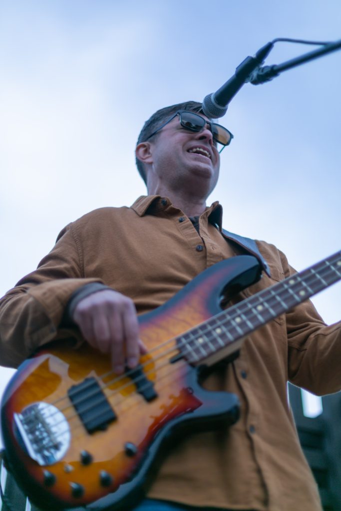Christopher Sommers performing live on bass